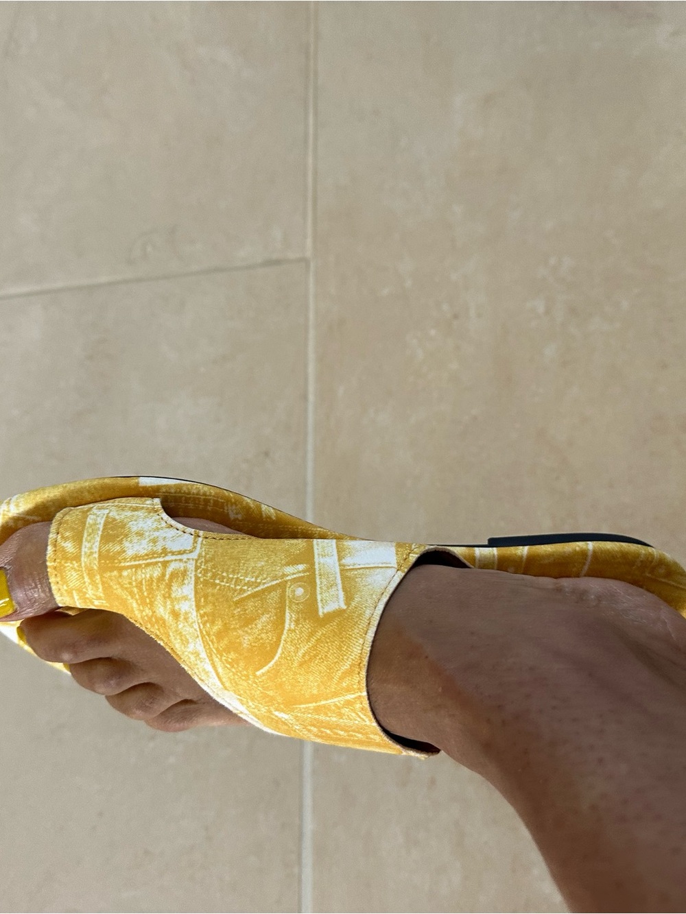 Yellow Patterned Slide Sandals - Picture 5 of 6